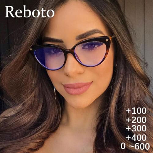 Myopia Glasses Women Cat Eye Feminine Optical Anti Blue Light Prescription Glasses Ladies Vintage Clear Spectacle Eyeglasses