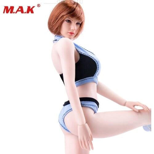 1/6 Scale Female Clothes Blue Black Sports Underwear Fitness Underclothes for 12'' Girl Seamless Body
