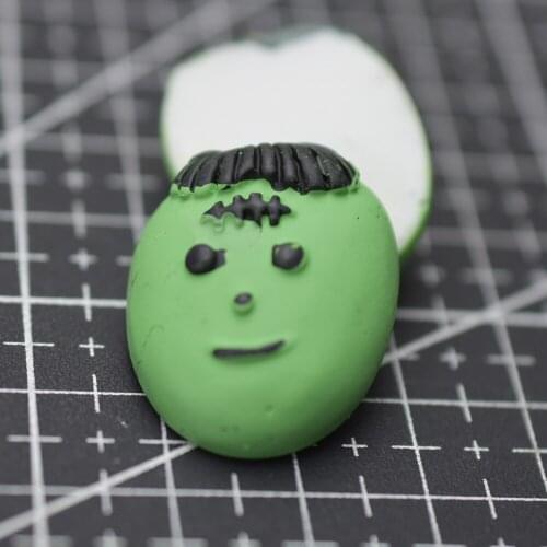 1pcs/lot resin flat back green ghost 26mm Hallowmas Cabochons Hair Bow Center Card Frame Making Craft DIY