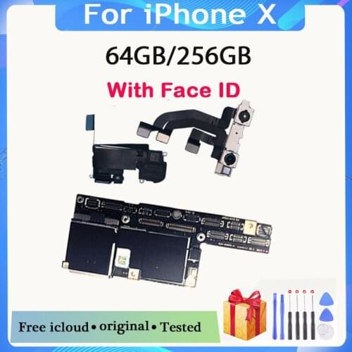 100% Original for iphone X Motherboard unlocked Mainboard with Face ID for iphone X Logic board 64GB 256GB with IOS System