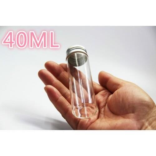 1000PCS 30*80mm 40ml Glass Spice Bottles Jars Container Terrarium with Silver Aluminum Lid Food Liquid Bottle Wedding Decor Gift
