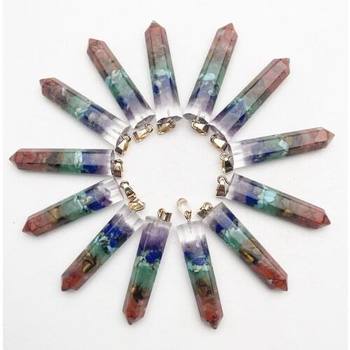 Fashion Orgone 45x10mm 12pc retro Reiki Healing colorful natural stone pendant cuboid charms Accessories free shipping Wholesale