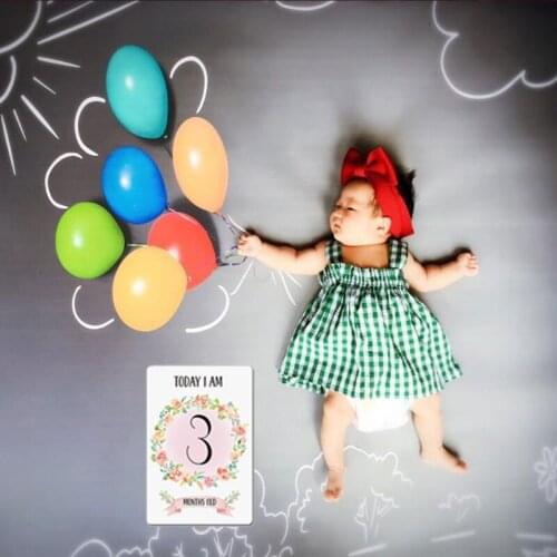 12 Pcs Month Sticker Baby Photography Milestone Memorial Monthly Newborn Kids Commemorative Card Number Photo Props