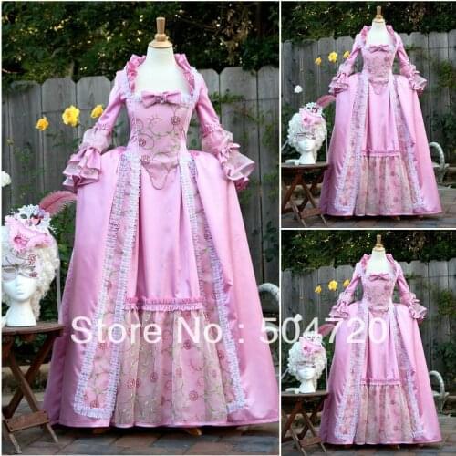 19 Century Pink Civil War Southern Belle Gown evening Dress/Victorian Dress Lolita dress US6-26 V-313