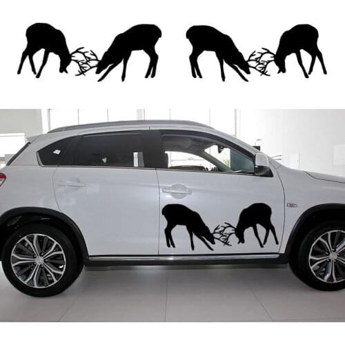 2pcs Deer Fighting Buck Rifle Bow Gun Hunter Car Sticker Truck door Vinyl Decal Removable Wall Sticker For Glass D919