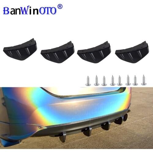 4pcs/set Universal Modified Car Rear Bumper Lip Diffuser Spoiler Scratch Protector Wing Chassis Shark Fins Splitter Molding Trim
