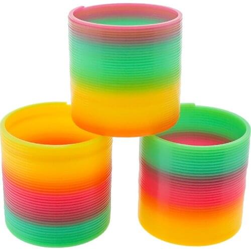 4pcs Spring Rainbow Magical Circle Plastic Coil Toy Childrens Funny Gifts Creativity Early Development Educational Folding Toy