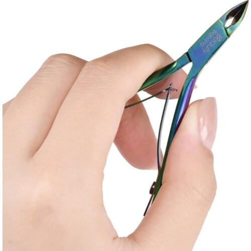 BeautyBigBang Stainless Steel Nail Scissors Double Sided Cuticle Pusher Rainbow Dead Skin Remover Manicure Tools Accessories