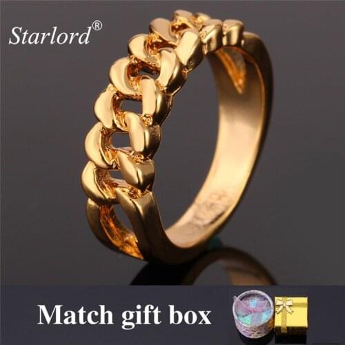 Starlord Brand Wedding Ring For Women Jewelry Anillos GIFT BOX Trendy Gold Color Fashion Engagement Band Mens Rings R817