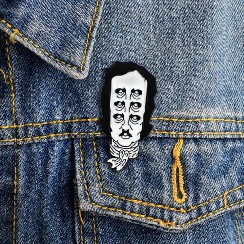 Allen Poe Brooch Creative Multi-Eye Old Edgar Allan Poe Enamel Pin scarf Denim Shirt Creative Badge Literature Lovers Punk Gifts