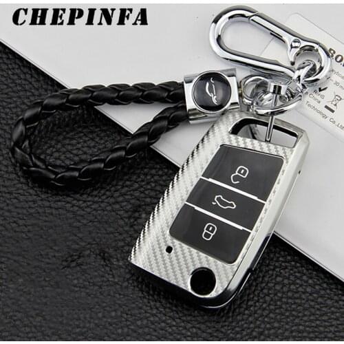 Carbon Fiber Style TPU Car Key Cover Case Protector Shell For Volkswagen VW Tiguan MK2 Golf 7 mk7 Seat Ibiza Leon FR 2 Altea