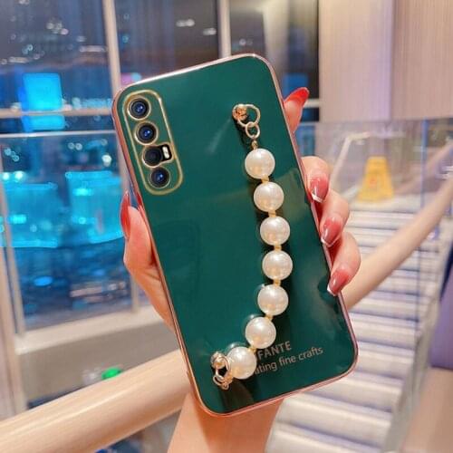Luxury Wrist Chain Pearl Bracelet Case For Oppo Find X2 Neo Pro Lite Cover For Oppo Find X2 Lite Pro Neo Case Silicone Capa