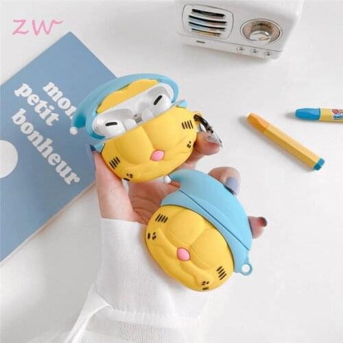 Cartoon cute sleeping cat case for airpods 1 2 pro charging case soft silicone wireless bluetooth headset protect cover