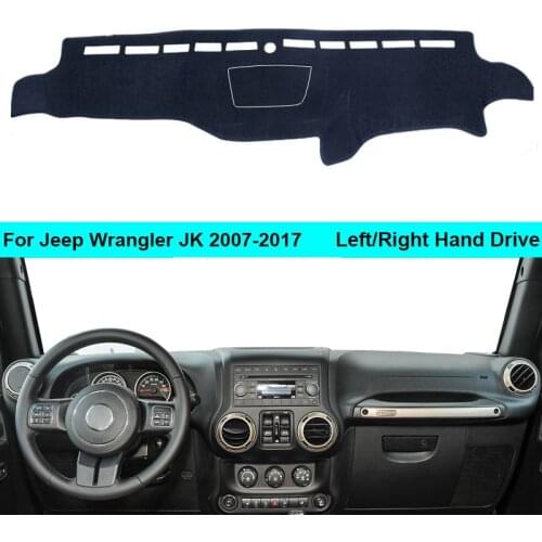 For Jeep Wrangler 2007 - 2017 JK LHD RHD 2 Layers Car Dashboard Cover Carpet Cape Rug Shade Carpet Dashmat Pad Protector 2016