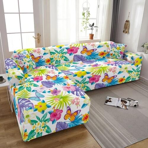 Flower Printed Elastic Sofa Cover Stretch Slipcovers Sofa Covers for Living Room Sofa Decor Couch Cover1/2/3/4 Seater