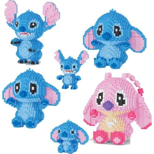 2021New Disney Lilo & Stitch Stitch building blocks Cartoon animal image Reading style Building practical skills brain game gift