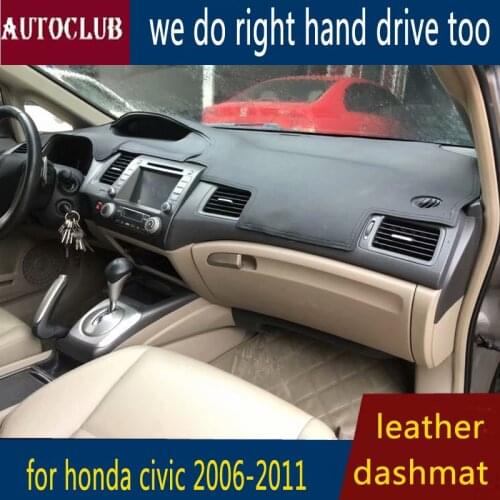 For Honda Civic 2006-2011 8th Generation Leather Dashmat Dashboard Cover Pad Dash Mat SunShade Carpet Cover 2007 2008 2009 2010