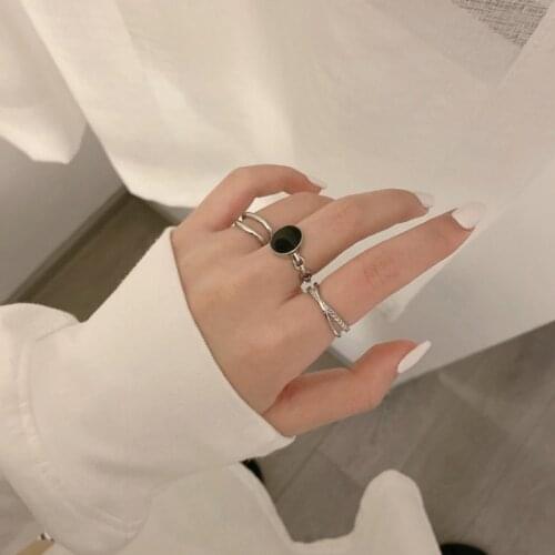 Fashion Jewelry Rings 3 Pcs of Metal Alloy Hollow Round Simple Opening Ladies Finger Ring Female Ladies Couple Party