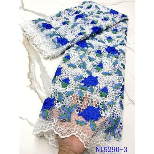 NI.AI African Lace Fabric 5Yards Luxury Multicolor Milk Silk Guipure Lace Material Nigerian Celebrant Asoebi Dress Fabric NI5290