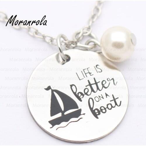 New arried" Life is Better on a Boat"Copper necklace Keychain,charm Nautical necklace Sailboat Keychain Camping necklace