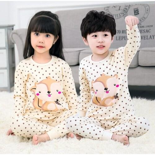 New Autumn Winter Cotton Childrens Pajamas Suits Boys Pajamas Suits Girls Pajamas Suits Long-sleeved 2Pcs Childrens Clothes