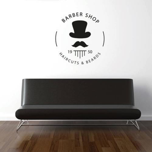 Newest Creative Wall Decal Sticker Hair Salon Hairdress Top Cap Haircuts Beards moustache Livingroom Decor Barbershop Style B002
