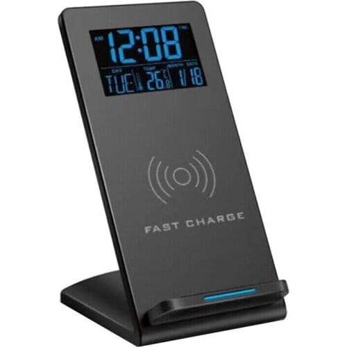 2in1 New Wireless Phone Charger Alarm Clock Plastic Electric LCD Digital Alarm Clock With Phone Wireless Charger