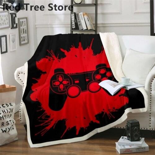 Gamepad Sherpa Blanket Kids Video Games Fleece Blanket 150*200 Big Size Gamer Controller Throw Cover for Kids Boys Girls Teens