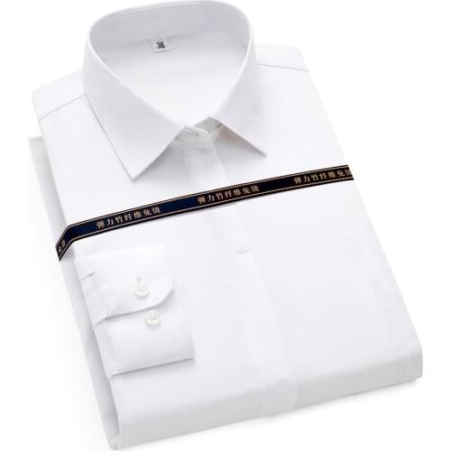 Top Quality Women Dress Shirt Covered Button Bamboo Fiber Long Sleeve Non Iron Slim Fit Ladies Formal Blouse