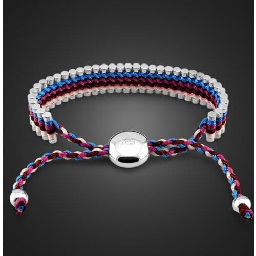 Wholesale Fashion 100%925 Sterling Silver Bracelet Vintage Nation Style Braided Rope Bracelet Adjustable Charm Woman Jewelry