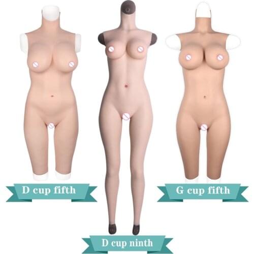 DG Cup Full Silicone Tights Rubber Bodysuit Crossdress Male to Female Transsexual Cosply Transgender Fake Boobs Breast Forms Tit