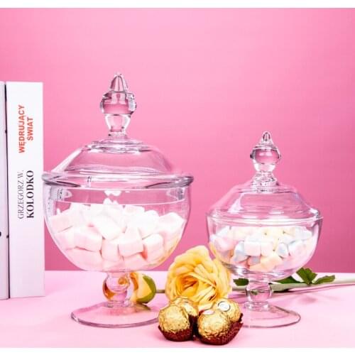 European Transparent Handmade Wedding Candy Jar With Lid Christmas Decoration Home Food Storage Glass Containers Storage Tank