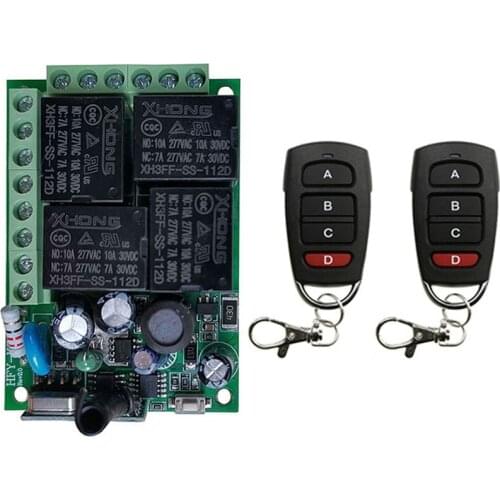 Remote Control 433Mhz 220V 4CH 10A rf Switch Relay Receiver and Transmitter for Garage Remote Control and Remote Light Switch