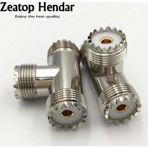 1Pcs Brass SO239 UHF Female to Double UHF Female Splitter Triple M SO 239 3 Way T Female Coax Coaxial Cable Connector
