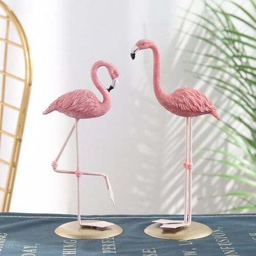 Nordic Style Pink Flamingo Ornaments Home Office Desk Decoration Ornaments Flamingo Living Room Cabinet Resin Flamingo Ornament