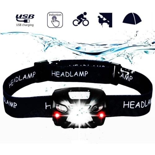 ZK20 USB Rechargeable LED Headlamp Sensor Headlight for Camping Hiking Fishing Portable EDC Torch Lights Headlamps Headlight