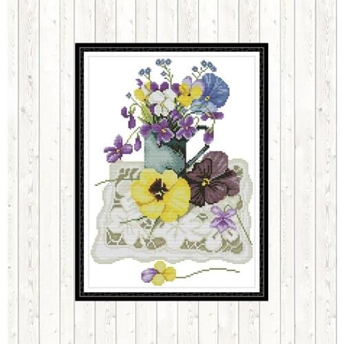 A Vase on A Lace Mat DIY Embroidery Needlework Sets Counted Dmc 14ct 11CT Cross Stitch Needlepoint Cross Stitch Kits Home Decor