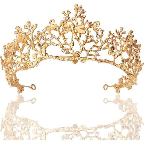 Vintage Wedding Crown Butterfly Rhinestone Crystal Crown Bridal Wedding Hair Accessories Princess Crown Headdress Handmade Gifts