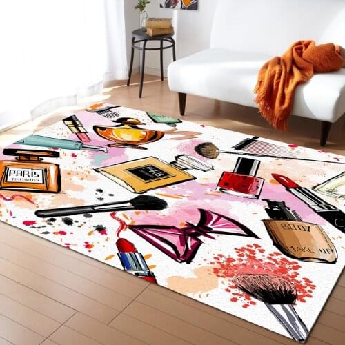 Female Cosmetics Perfume Lipstick Bow Carpets for Living Room Bedroom Area Rug Kids Room Play Mat 3D Printed Home Large Carpet