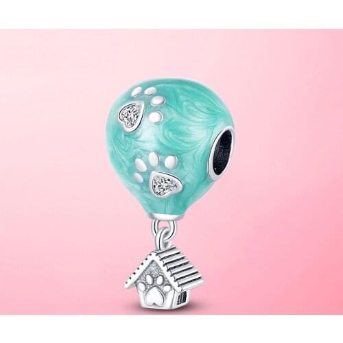 925 Sterling Silver Balloon House Animal Footprint Dangle Charm Beads Fit Original Bracelet Little Girl Gift Silver Jewelry