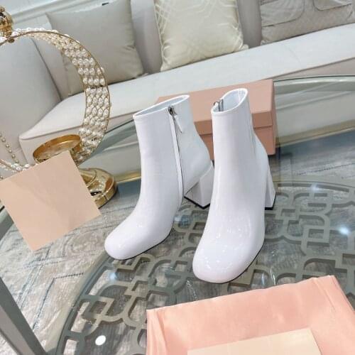 2021 New Autumn Winter Ankle Boots For Woman Round Toe Women Boots Concise Women Shoes Zip Shoes Woman Fashion Genuine Leather