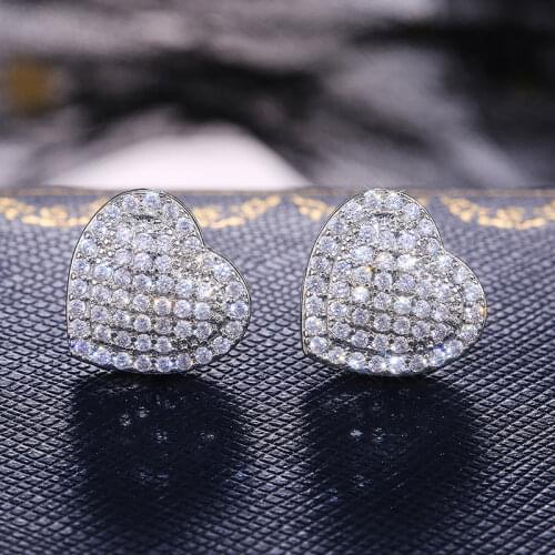 UILZ Dazzling Heart Stud Earrings for Women High Quality Cute Female Accessories Band Marriage Statement Jewelry