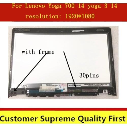 14.0" Touch Lcd Screen Digitizer Assembly Display For Lenovo Yoga 700-14 80QD with bezel