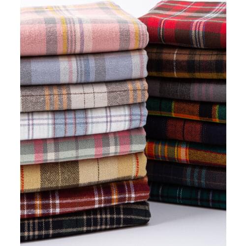 145cmx50cm Pure Cotton Brushed Plaid Fabric Cotton Soft Exquisite Warm Shirt Skirt Pants Coat Handmade DIY Apparel Sewing Fabric