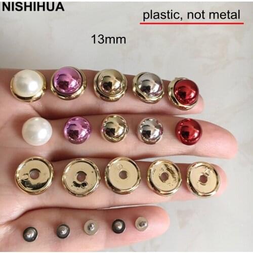 50 set - Half Round 13mm Pearl Rivet Studs,Red,Purple,Gold,Silver,White,Fit thin Shirt Embellishment,DIY Plastic Rivets -B