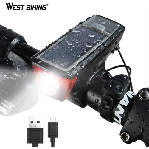 Solar bike light front Bicycle lighting accessories mountain products Running headlight rechargeable usb mtb power bank bell