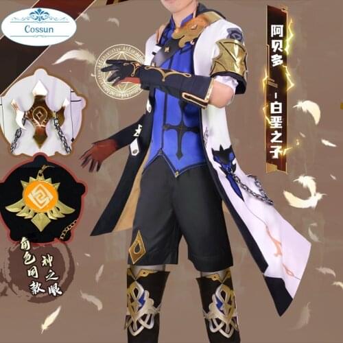 Anime! Genshin Impact Albedo Game Suit Gorgeous Uniform Cosplay Costume Halloween Party Role Play Outfit For Men S-XXL 2021 NEW
