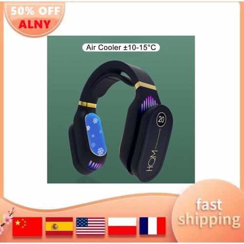 Mini Neck Fan Wearable Portable Air conditioner Bladeless Ventilador USB Rechargeable Leafless Neckband Fan With Warm Heater