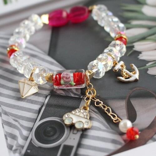 Bohemian wind multi-element natural stone crystal beaded bracelet on hand boudoir Stretch Elastic womens bracelets presents