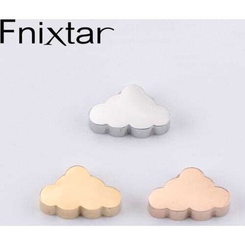 Fnixtar Mirror Polished Stainless Steel Bead 1.8mm Hole Small Cloud Bead Charms Gold Rose Gold Color 6*10mm 20piece/lot